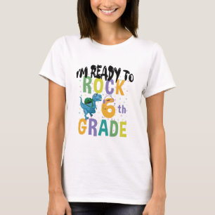 Back To School I'm Ready To Rock 6th Grade Dino T-Shirt