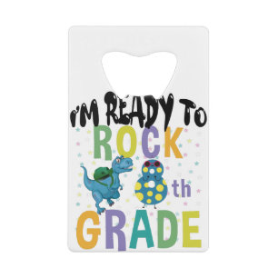Back To School I'm Ready To Rock 8th Grade Dino