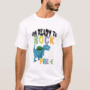 Back To School I'm Ready To Rock Pre-K Dinosaur T-Shirt
