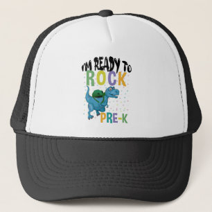 Back To School I'm Ready To Rock Pre-K Dinosaur Trucker Hat