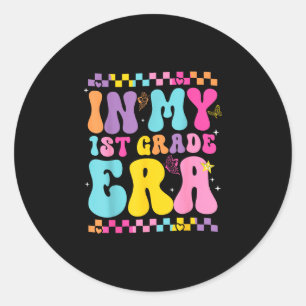 Back to school in 1st first grade era butterfly classic round sticker