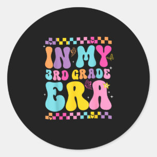 Back to school in 3rd third grade era butterfly classic round sticker
