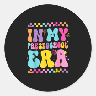 Back to school in preschool era butterfly girl kid classic round sticker