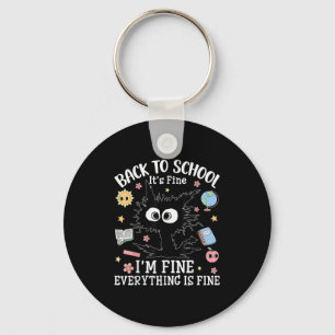 Back To School It’s Fine Funny Cat Student Humour Key Ring