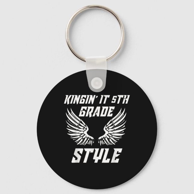 Back To School Kickin It 5th Grade Style Elementar Key Ring (Front)