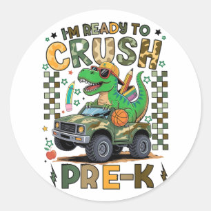 Back To School Kids Boys I’m Ready To Crush Pre-k Classic Round Sticker