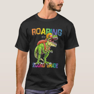 Back To School Kids Roaring Into Second Grade Rex T-Shirt