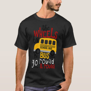 Back To School Kids Wheels On School Bus 90 Round  T-Shirt