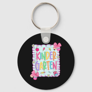 Back To School Kindergarten Coquette Pencil Bow Te Key Ring