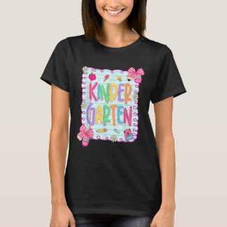 Back To School Kindergarten Coquette Pencil Bow Te T-Shirt