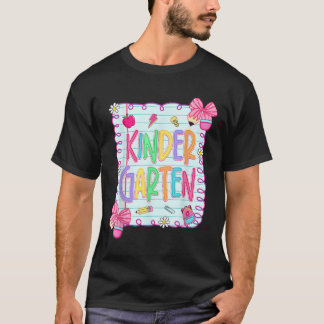 Back To School Kindergarten Coquette Pencil Bow Te T-Shirt