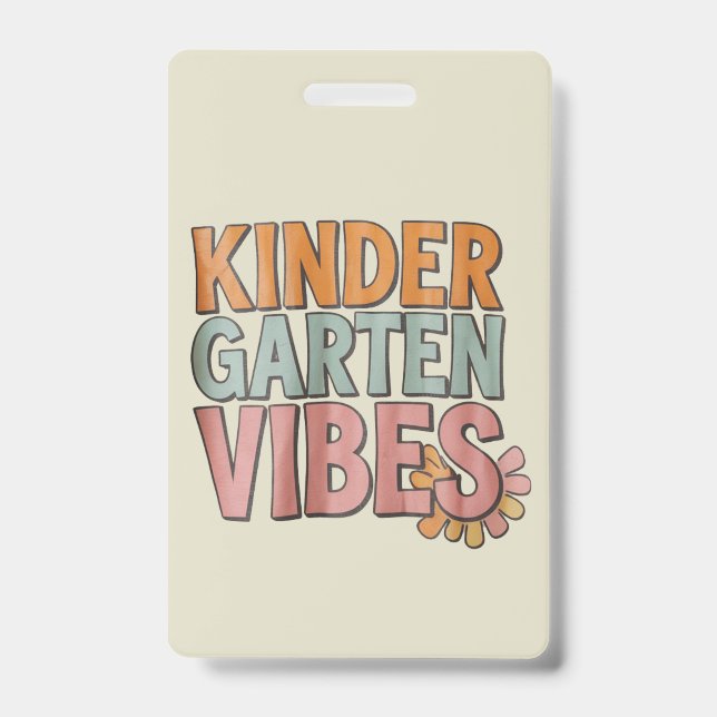 Back to School Kindergarten Pre K First Grade  ID Badge (Front)