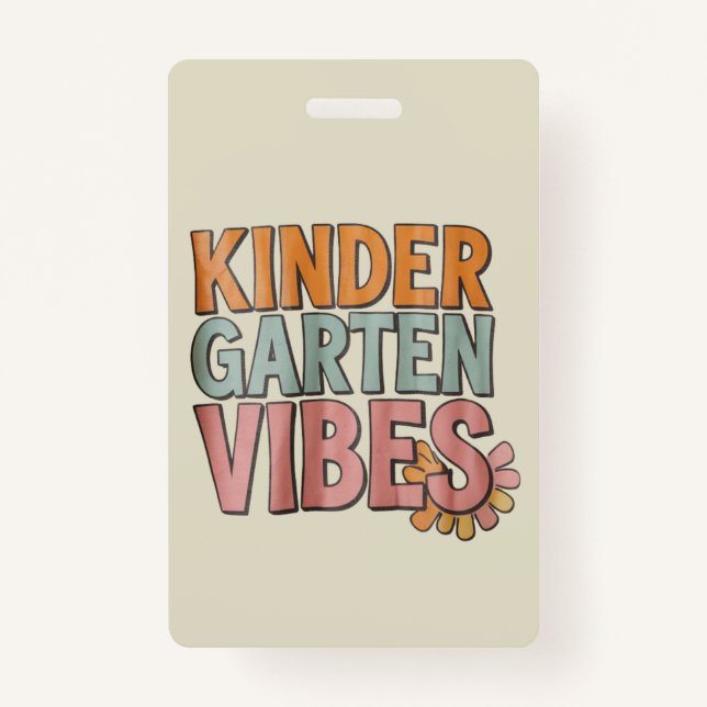 Back to School Kindergarten Pre K First Grade  ID Badge (Front)