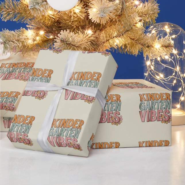 Back to School Kindergarten Pre K First Grade  Wrapping Paper (Holidays)