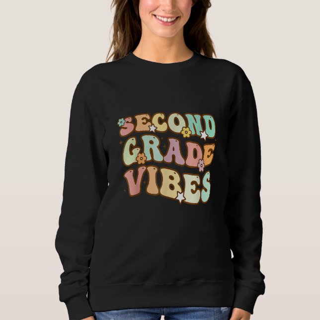 Back To School Kindergarten Vibes Groovy Teacher W Sweatshirt (Front)