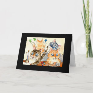 Back-to-school kittens in art class card