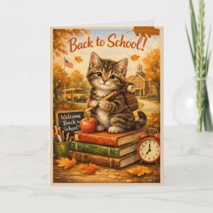 Back to School Kitty — Motivational Fall Message Card
