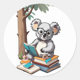 Back to School Koala - Studious Cartoon Character Classic Round Sticker