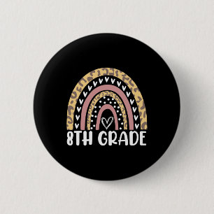 Back To School Leopard Rainbow 8th Grade Teachers 6 Cm Round Badge