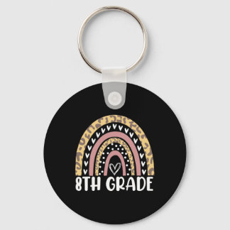 Back To School Leopard Rainbow 8th Grade Teachers Key Ring