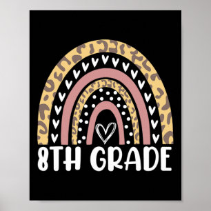 Back To School Leopard Rainbow 8th Grade Teachers Poster