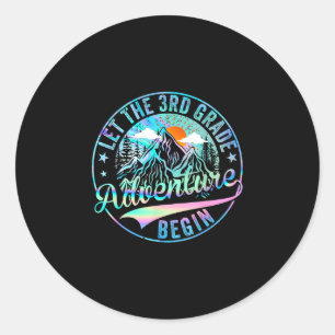 Back to school let the 3rd grade adventure begin classic round sticker