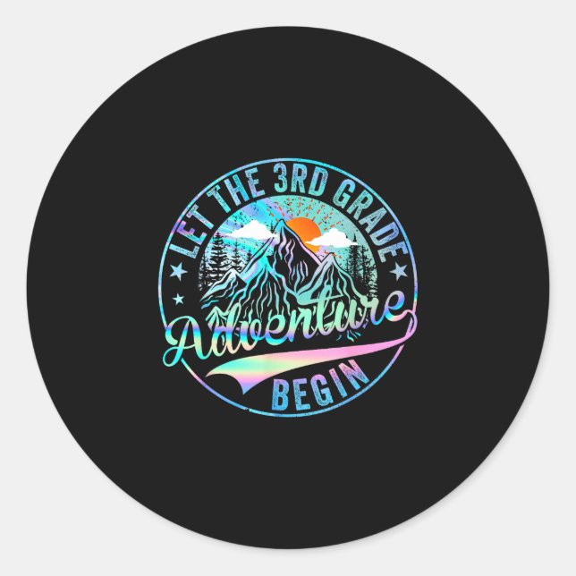 Back to school let the 3rd grade adventure begin classic round sticker (Front)