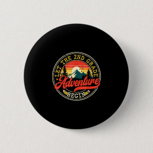 Back to school let the second 2nd grade adventure 6 cm round badge