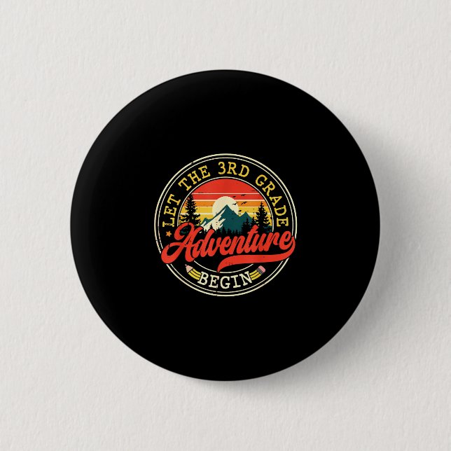 Back to school let the third 3rd grade adventure 6 cm round badge (Front)