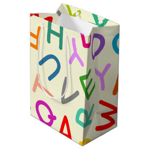 Back to school letters in a yellow background medium gift bag