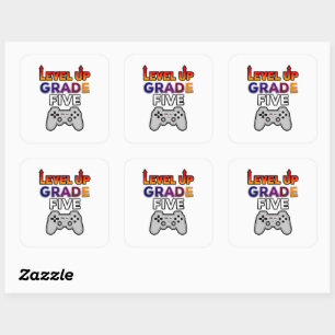 Back to School Level Up Grade Five Square Sticker