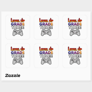 Back to School Level Up Grade Three Square Sticker