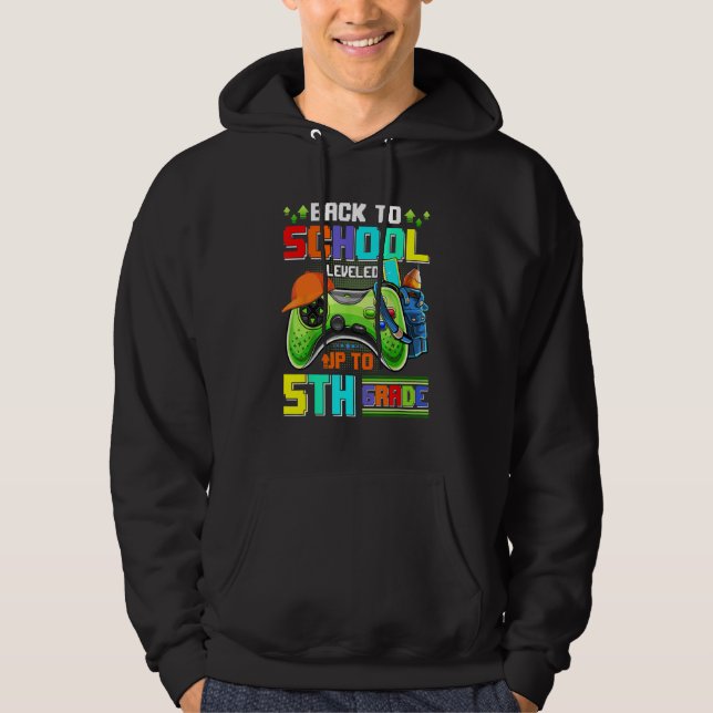 Back To School Leveled To 5th Grade School Boys Vi Hoodie (Front)