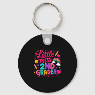 Back to school little miss 2nd grader rainbow girl key ring