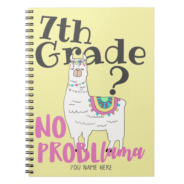 Back to school Llama no probllama custom grade Notebook (Front)