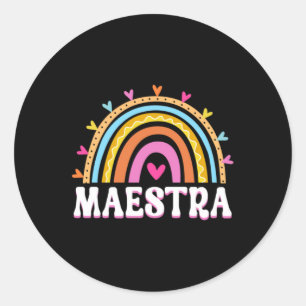 Back To School Maestra Cute Funny Spanish Teacher Classic Round Sticker