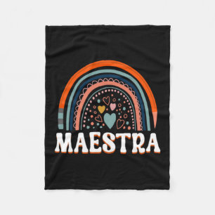 Back To School Maestra Cute Funny Spanish Teacher Fleece Blanket