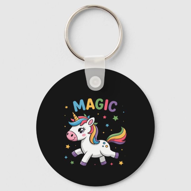 Back To School Magic Cute Unicorn Kids Key Ring (Front)