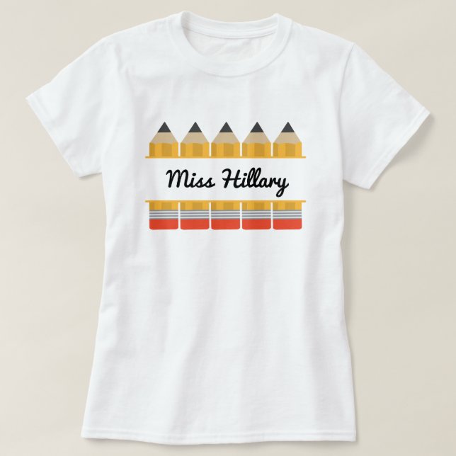 Back to School Matching Teacher Custom Name T-Shirt (Design Front)
