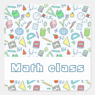 Back to school: "Math class" sticker (editable)