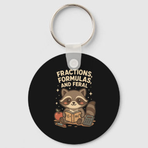 Back To School Math Teacher Racoon Fractions Form Key Ring