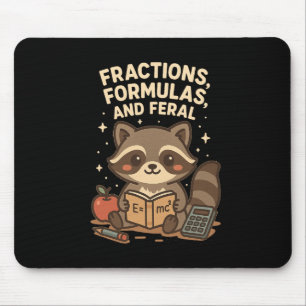 Back To School Math Teacher Racoon Fractions Form Mouse Pad