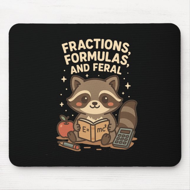 Back To School Math Teacher Racoon Fractions Form Mouse Pad (Front)