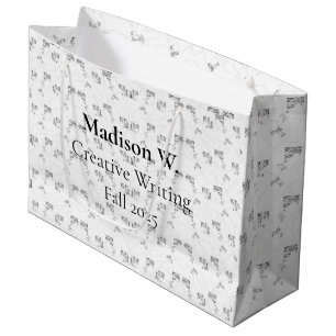 Back-to-School Minimal Line Pattern   Summer Large Gift Bag