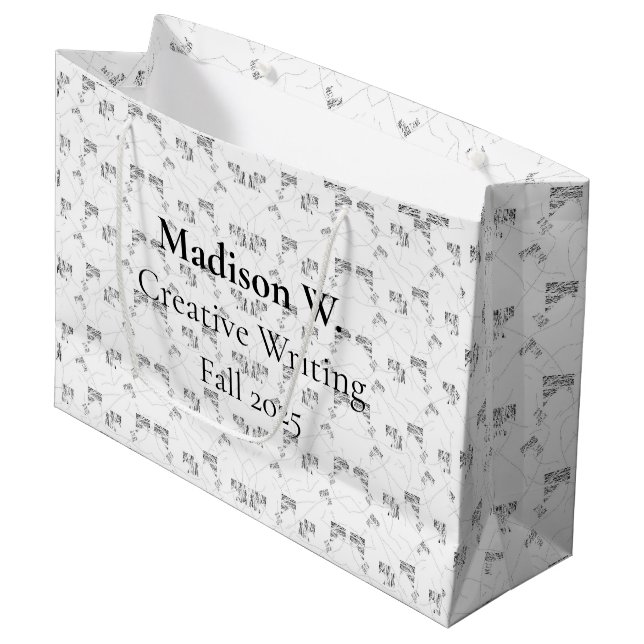 Back-to-School Minimal Line Pattern | Summer Large Gift Bag (Front Angled)