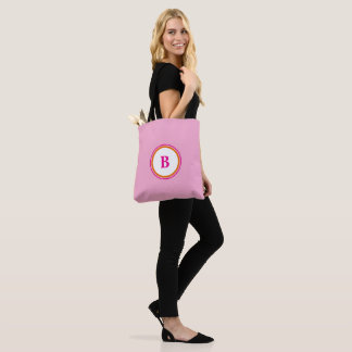BACK TO SCHOOL modern initial monogram pink orange Tote Bag