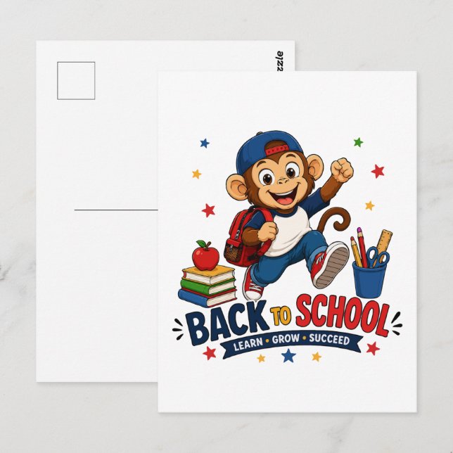 Back to School Monkey Student Postcard (Front/Back)