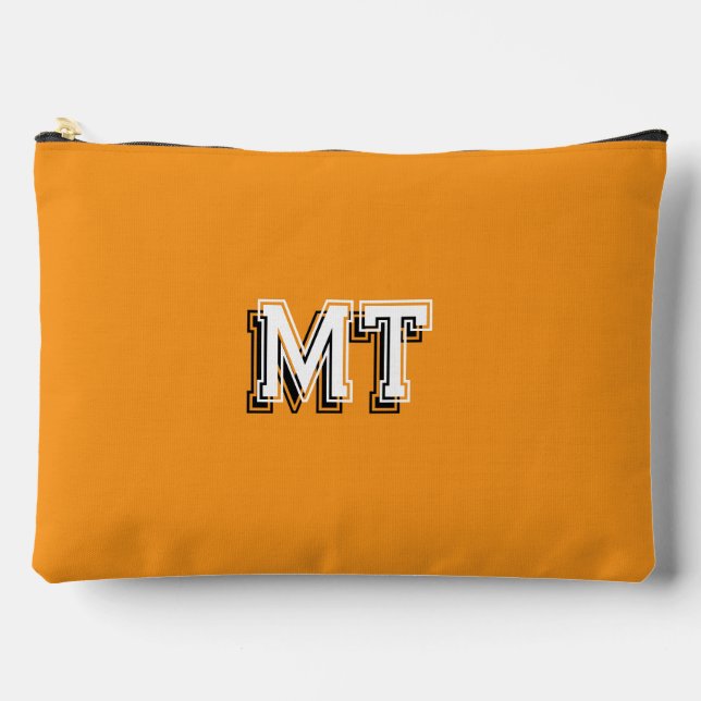Back to School Monogram Pencil Zipper Bag Orange (Front)