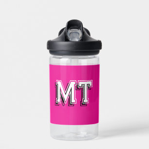 Back to School Monogrammed Initial Girly Pink Water Bottle