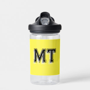 Back to School Monogrammed Initial Yellow Water Bottle